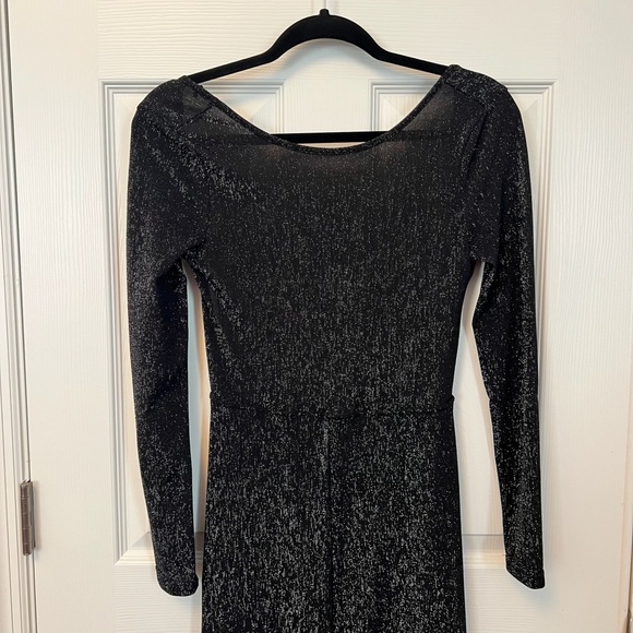 Shein Women's Black Sliver Stretch Sparkle Mesh Jumpsuit w Open Back Size S - Picture 2 of 6